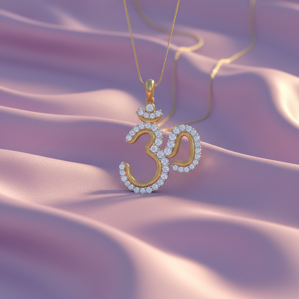 The Divine Om Gold And Diamond Pendant