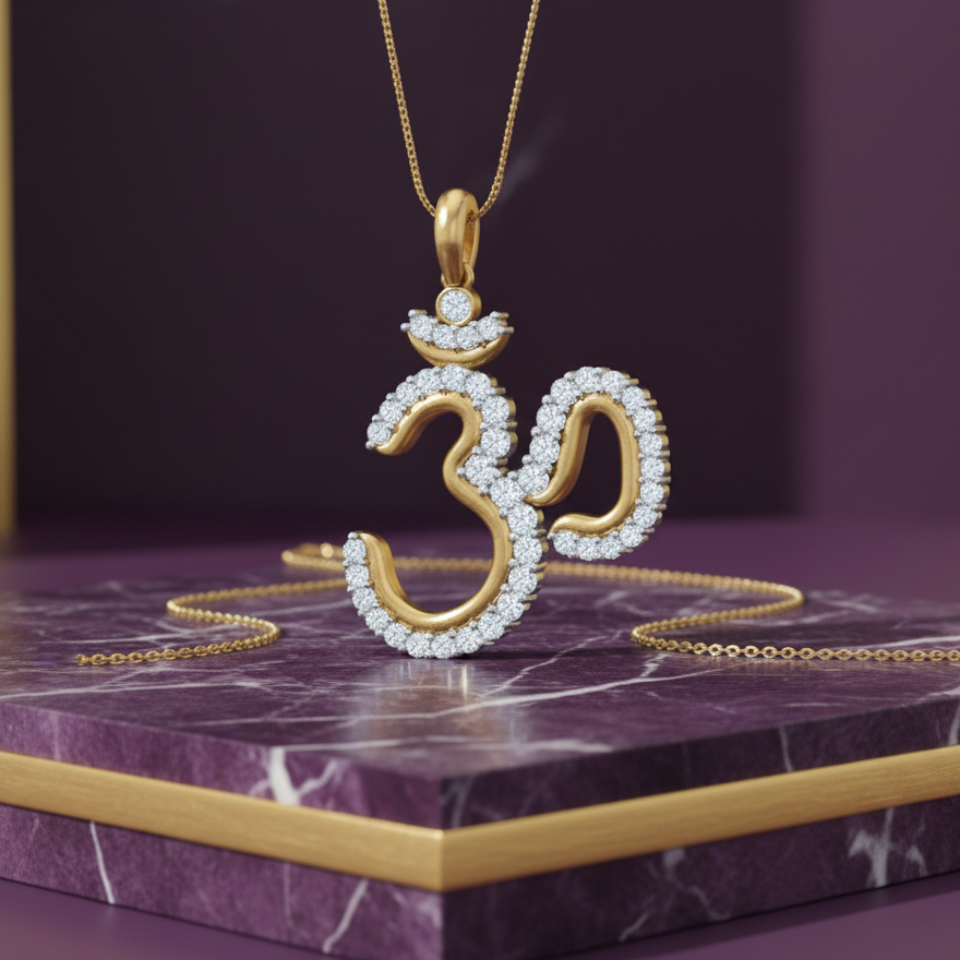The Divine Om Gold And Diamond Pendant
