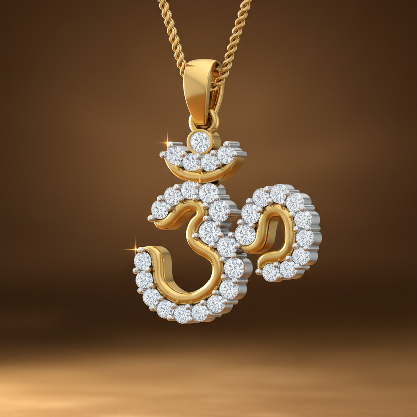 The Om Locket Diamond Border