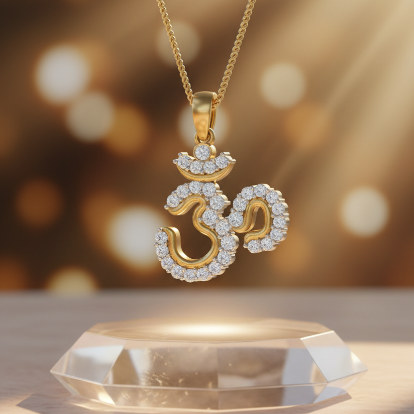 Om Locket with Diamond Accents Pendant