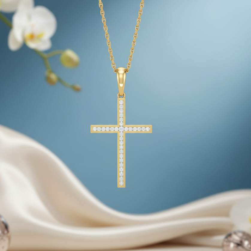 Classic Gold Diamond Cross Double Stream