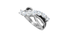 Graduating Round Brilliant Infinity Wave Ring