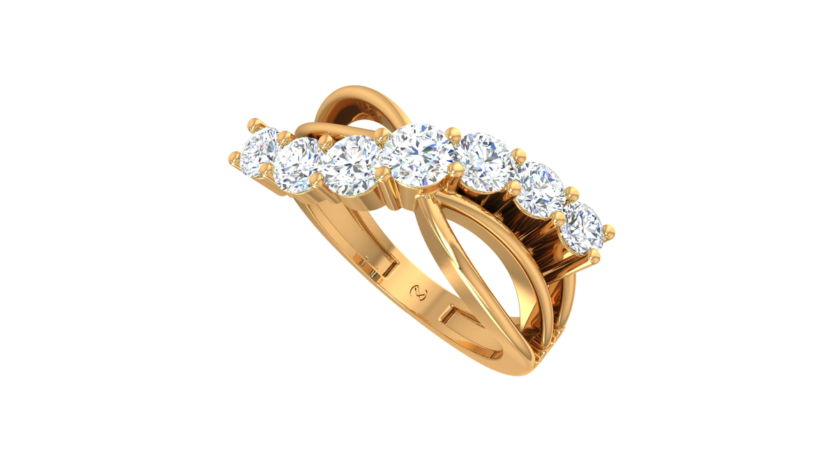 Graduating Round Brilliant Infinity Wave Ring