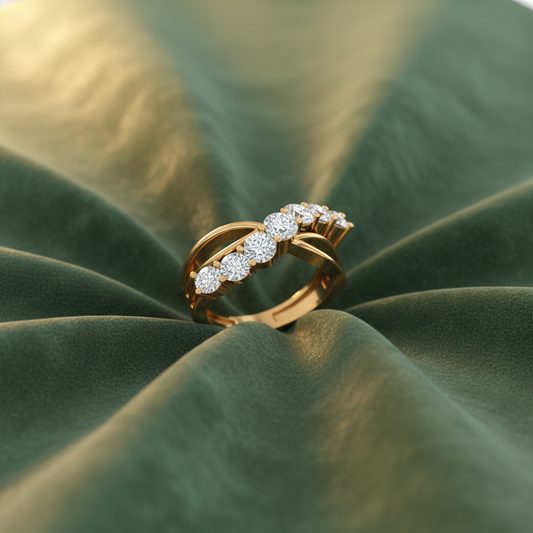 Graduating Round Brilliant Infinity Wave Ring