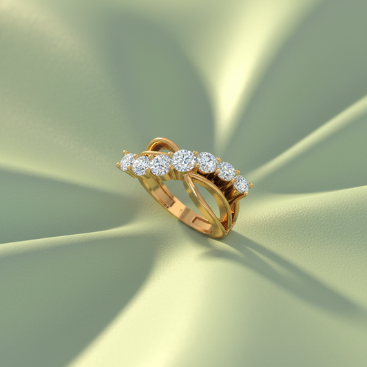 Graduating Round Brilliant Infinity Wave Ring