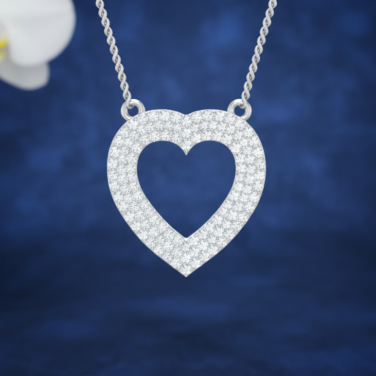 Dainty & Elegant Diamond Heart Necklace With Chain for Women