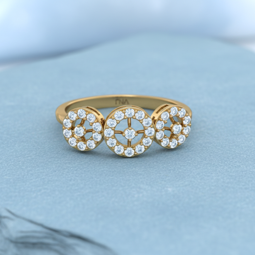 Three-Stone Round Halo Diamond