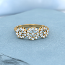 Load image into Gallery viewer, Three-Stone Round Halo Diamond