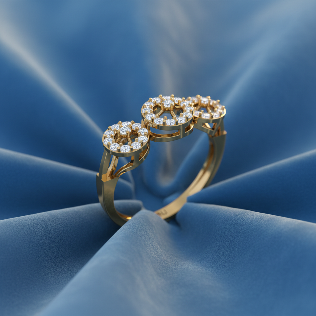 Three-Stone Round Halo Diamond