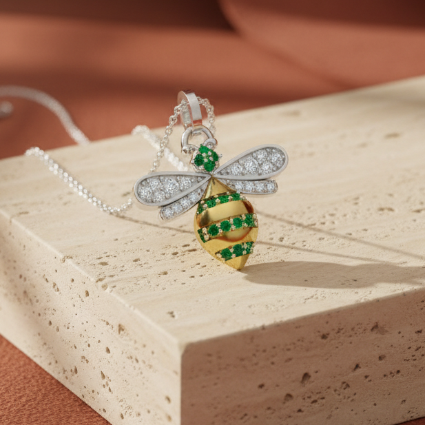 Two-Tone With Emerald Stone Bee