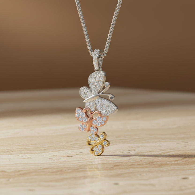 Tri-Tone Butterfly  Diamond