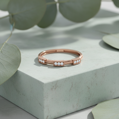 Nine Station Geometric Linear Brilliant Diamond Encrusted Stackable