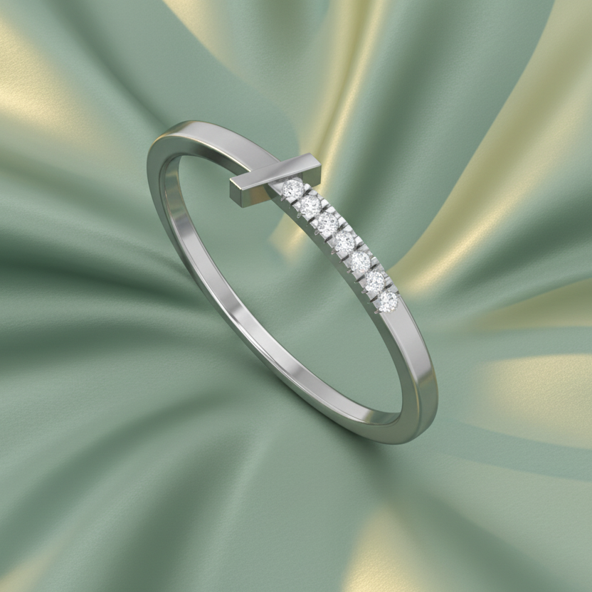 Minimalist T-Silhouette Seven-Diamond Linear Brilliant Encrusted Geometric
