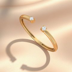 Delicate Open Gap Split Cuff Dual Diamond Tip-Set Minimalist Sculptural