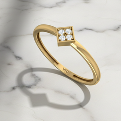 Opulent Square Set Four-Diamond Cluster Brilliant Architectural