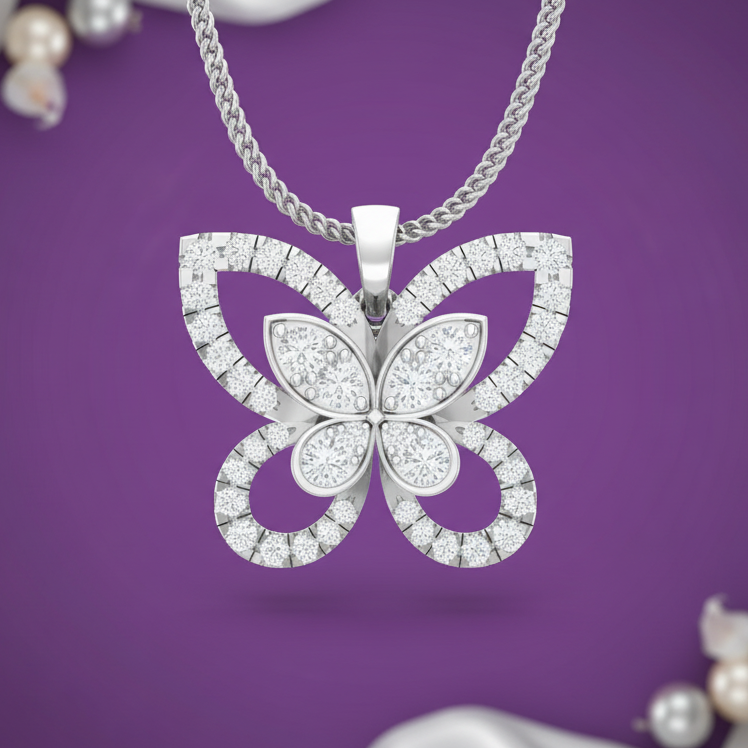 Butterfly Wing Diamond Cluster Dangle