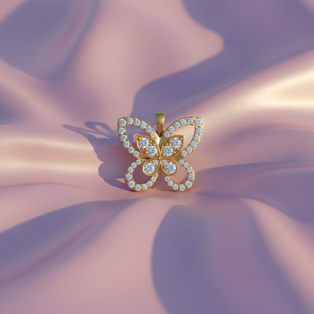 Butterfly Wing Diamond Cluster Dangle