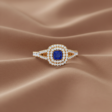 Load image into Gallery viewer, Sapphire Princess Center Double Halo Diamond
