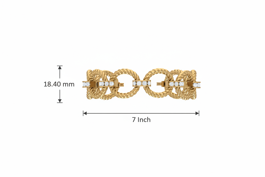 Intricately Textured Gold & Diamond Bracelet
