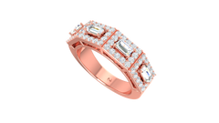 Three Stone Baguette Halo Wide Band