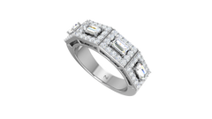 Three Stone Baguette Halo Wide Band