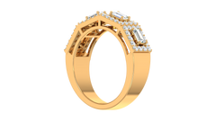 Three Stone Baguette Halo Wide Band