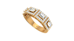 Three Stone Baguette Halo Wide Band
