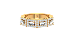 Three Stone Baguette Halo Wide Band