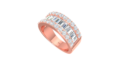 Three Row Baguette Round Brilliant Wide Band