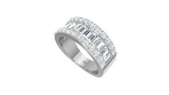 Three Row Baguette Round Brilliant Wide Band