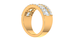 Three Row Baguette Round Brilliant Wide Band