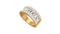 Three Row Baguette Round Brilliant Wide Band