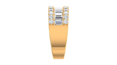 Three Row Baguette Round Brilliant Wide Band