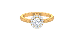 Oval Halo Rope Shank Engagement Ring