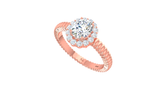 Oval Halo Rope Shank Engagement Ring