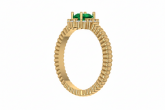 Emerald Oval Halo Rope Shank Engagement Ring