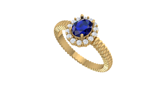 Oval Halo Rope Shank Engagement Ring