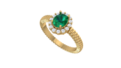 Emerald Oval Halo Rope Shank Engagement Ring