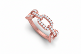 Triple Box-Link Geometric Diamond Encrusted Interlocked