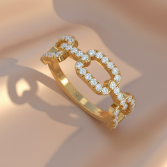 Triple Box-Link Geometric Diamond Encrusted Interlocked