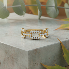 Triple Box-Link Geometric Diamond Encrusted Interlocked