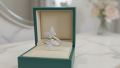 Symmetrical Twin Butterfly Silhouette Scattered Diamond Encrusted