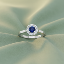 Load image into Gallery viewer, Round Sapphire Gemstone Diamond Radiant Luminary Solitaire