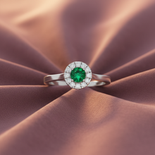 Load image into Gallery viewer, Oval Emerald Delicate Diamond Accent Solitaire