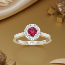 Load image into Gallery viewer, Round Ruby Gemstone Diamond Classic Accent Crown