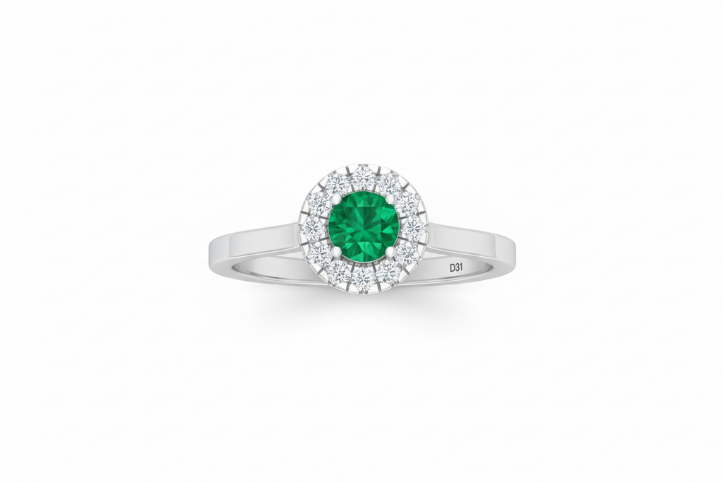 Oval Emerald Delicate Diamond Accent Solitaire