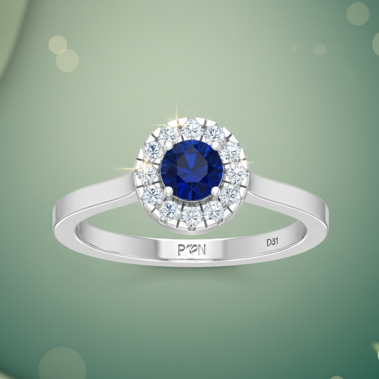 Round Sapphire Gemstone Diamond Radiant Luminary Solitaire