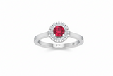 Round Ruby Gemstone Diamond Classic Accent Crown