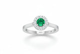 Oval Emerald Delicate Diamond Accent Solitaire