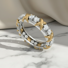 Load image into Gallery viewer, Continuous X-Motif Diamond Crosshatch Encrusted Full Eternity